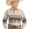 Panhandle Boys Border Print Snap Shirt