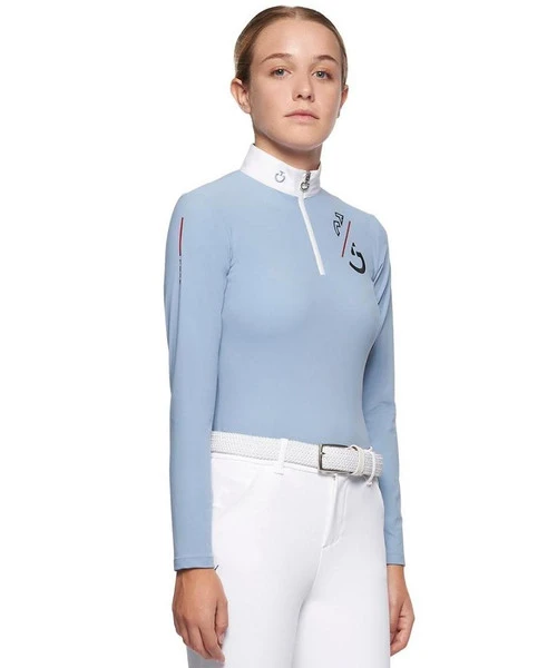 Cavalleria Toscana Girls Team Zip Long Sleeve Polo - Image 3