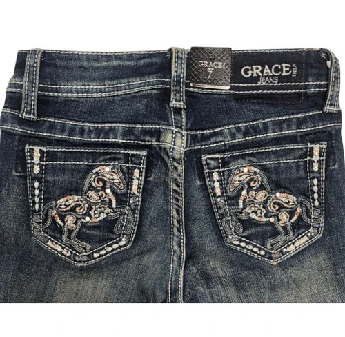 Girls Grace In LA Paisley Horse Pocket Jean - Image 4