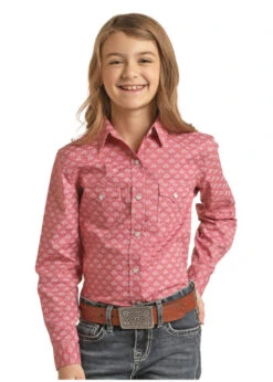 Panhandle Girls Geometric Horse Print Shirt